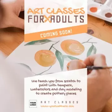 Publicar um folheto sobre aulas de arte