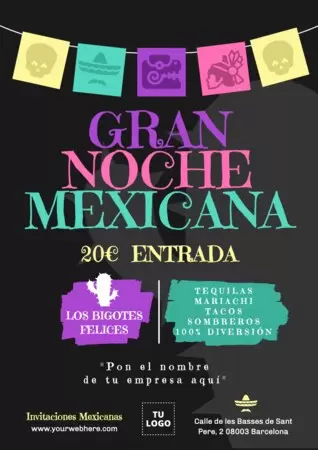 Edita una invitación a fiesta mexicana