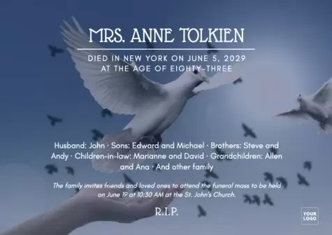 Eine Nachrufkarte bearbeiten