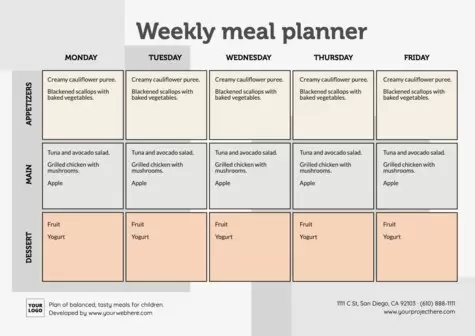 Edit a weekly planner