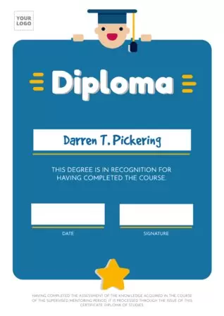 Edit a diploma for kids