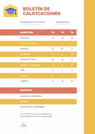 Edita un boletín de notas para alumnos