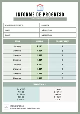 Edita un boletín de notas para alumnos