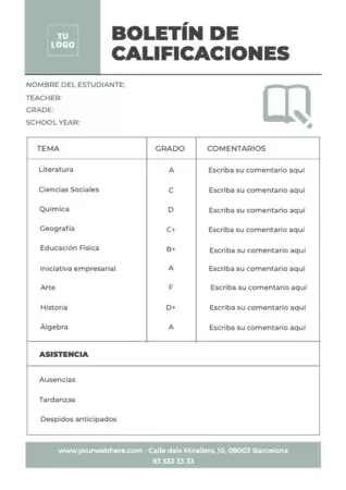 Edita un boletín de notas para alumnos