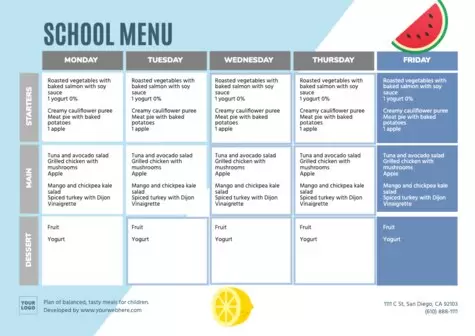 Modifier un menu scolaire