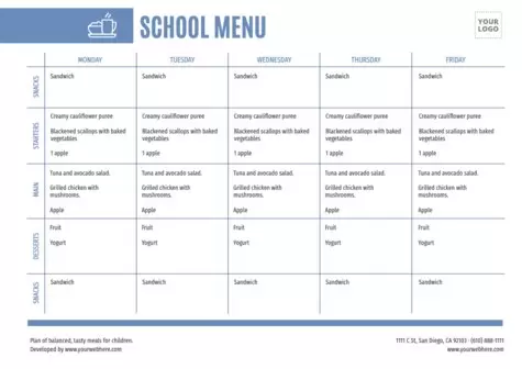 Edit a school menu