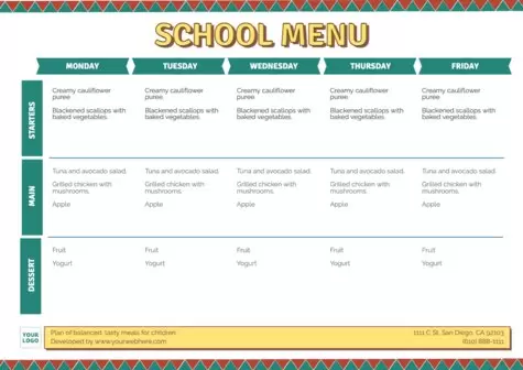 Edita un menu scolastico