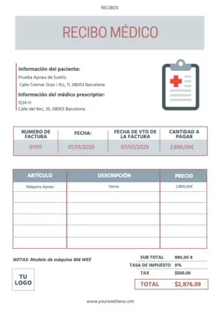 Edita una plantilla de recibo