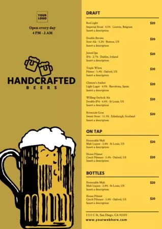 Edit a beer menu template