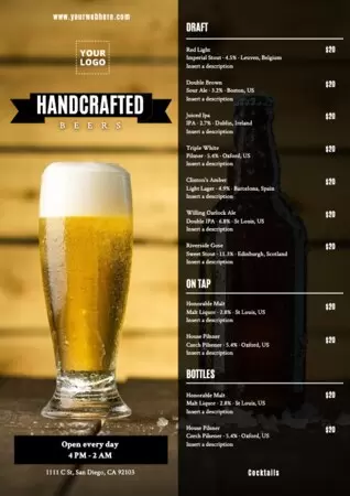 Modifier un modèle de menu de bière