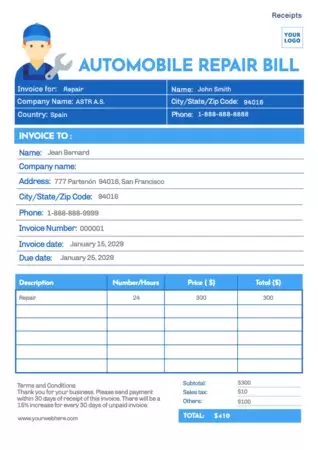 Edit a receipt sample