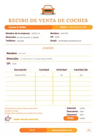 Edita una plantilla de recibo