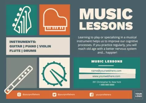 Modifica un modello di volantino per lezioni di musica
