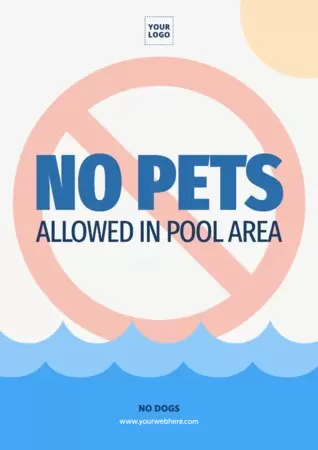 Edite um pôster com as regras da piscina