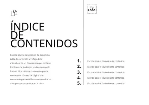 Edita una plantilla para índice