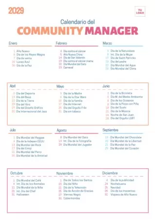 Personaliza tu calendario de Community Manager