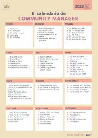 Personaliza tu calendario de Community Manager