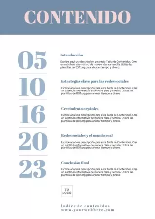 Edita una plantilla para índice