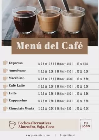 Edita un menú de cafés