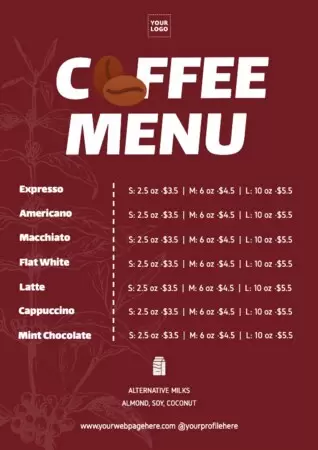 Modifica il design di un menu caffetteria