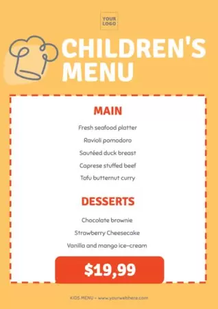 Edita un modello di menu per bambini