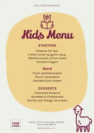 Editar um menu infantil