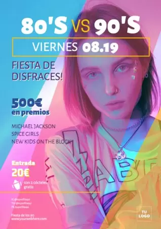 Edita un diseño de fiesta de los 90s