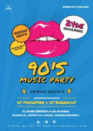 Edita un diseño de fiesta de los 90s