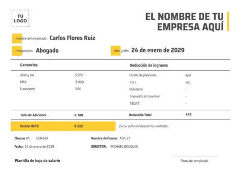 Edita un modelo de nómina para rellenar