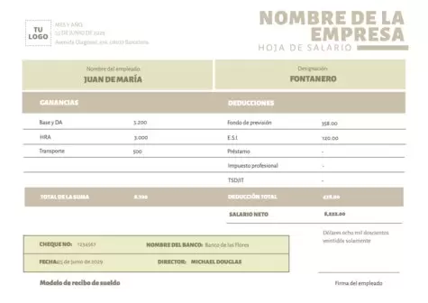 Edita un modelo de nómina para rellenar