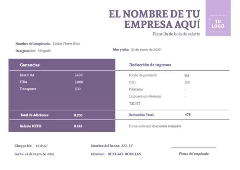 Edita un modelo de nómina para rellenar