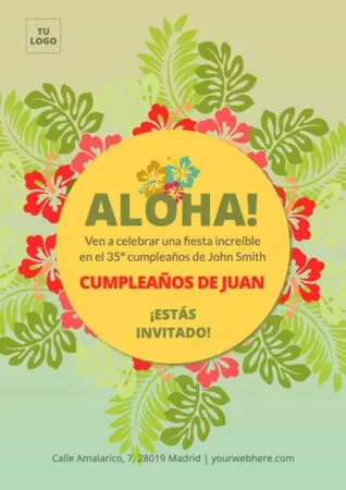 Edita un flyer de fiesta hawaiana