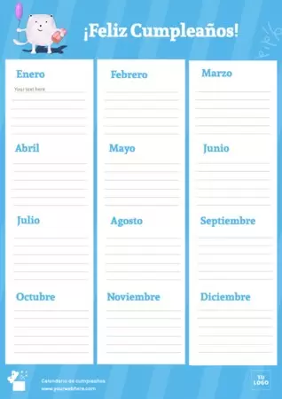 Edita un calendario para cumpleaños