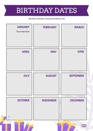 Edit a birthday list template