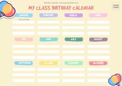 Edit a birthday list template