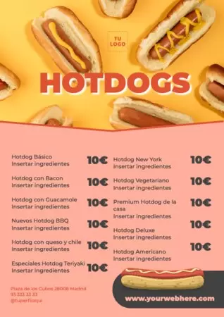 Edita un menú de perritos calientes