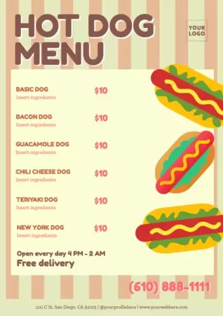 Edit a hot dog menu