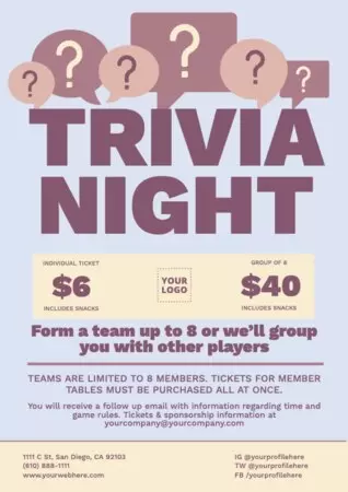 Edit a Trivia night flyer