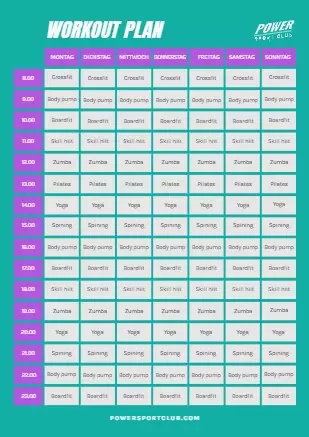 Kurspläne für Fitnessstudios