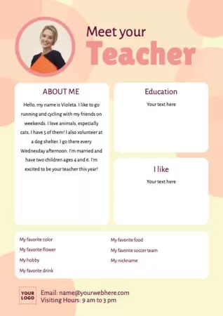 Modifica un modello vuoto “Meet the Teacher”