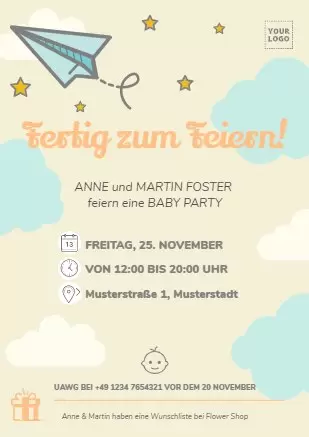 Bearbeite eine Babyparty Einladungen