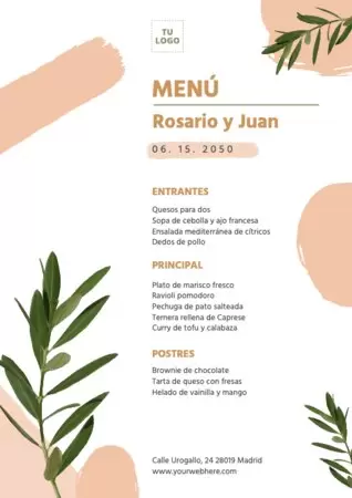 Edita una plantilla menu boda