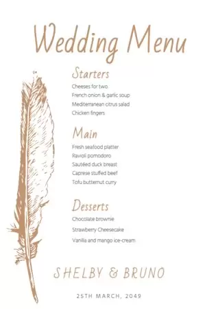 Edita un modello di menu di nozze