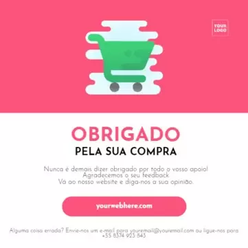 Crie um cartaz de obrigado por sua compra