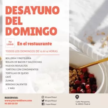 Edita un menú de desayuno o brunch