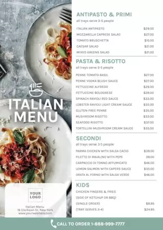 Edit an Italian menu layout