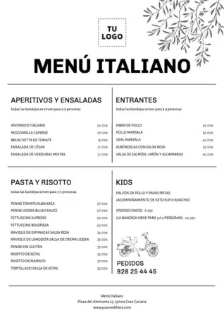 Edita un Menú Italiano
