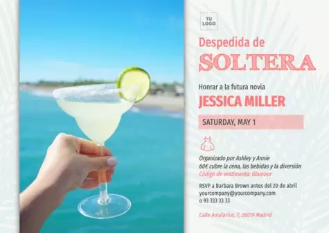 Edita una invitación de despedida de soltera