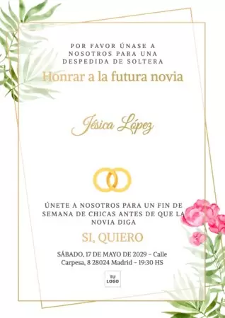 Edita una invitación de despedida de soltera
