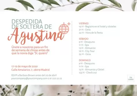 Edita una invitación de despedida de soltera